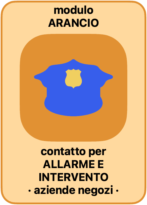 Modulo arancione allarme e intervento aziende negozi
